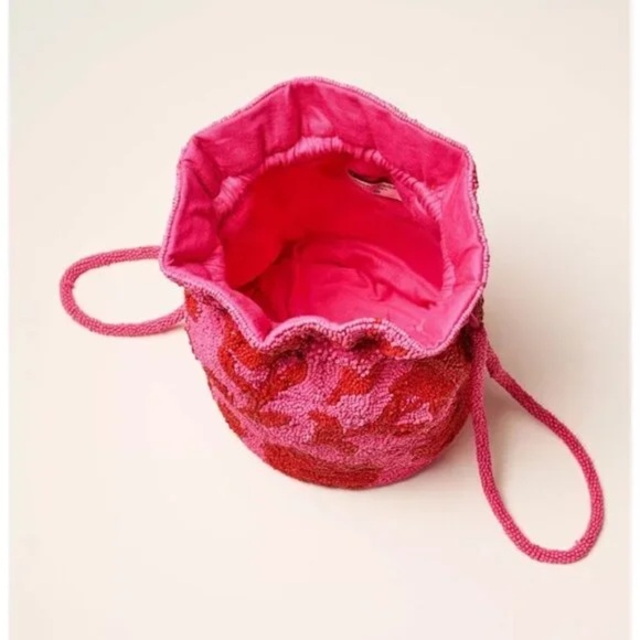 Kate Spade X Target Rose Pink & Orange Beaded Drawstring Bucket Bag - Picture 3 of 4